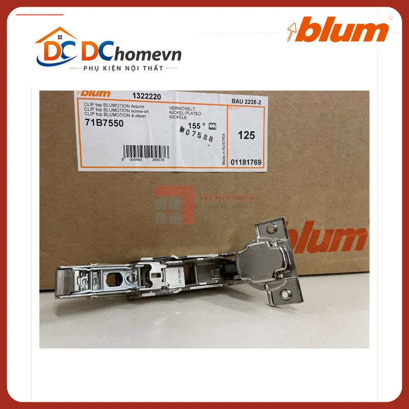 Bản lề Blum tích hợp giảm chấn góc mở 155° 71B7550 1181769